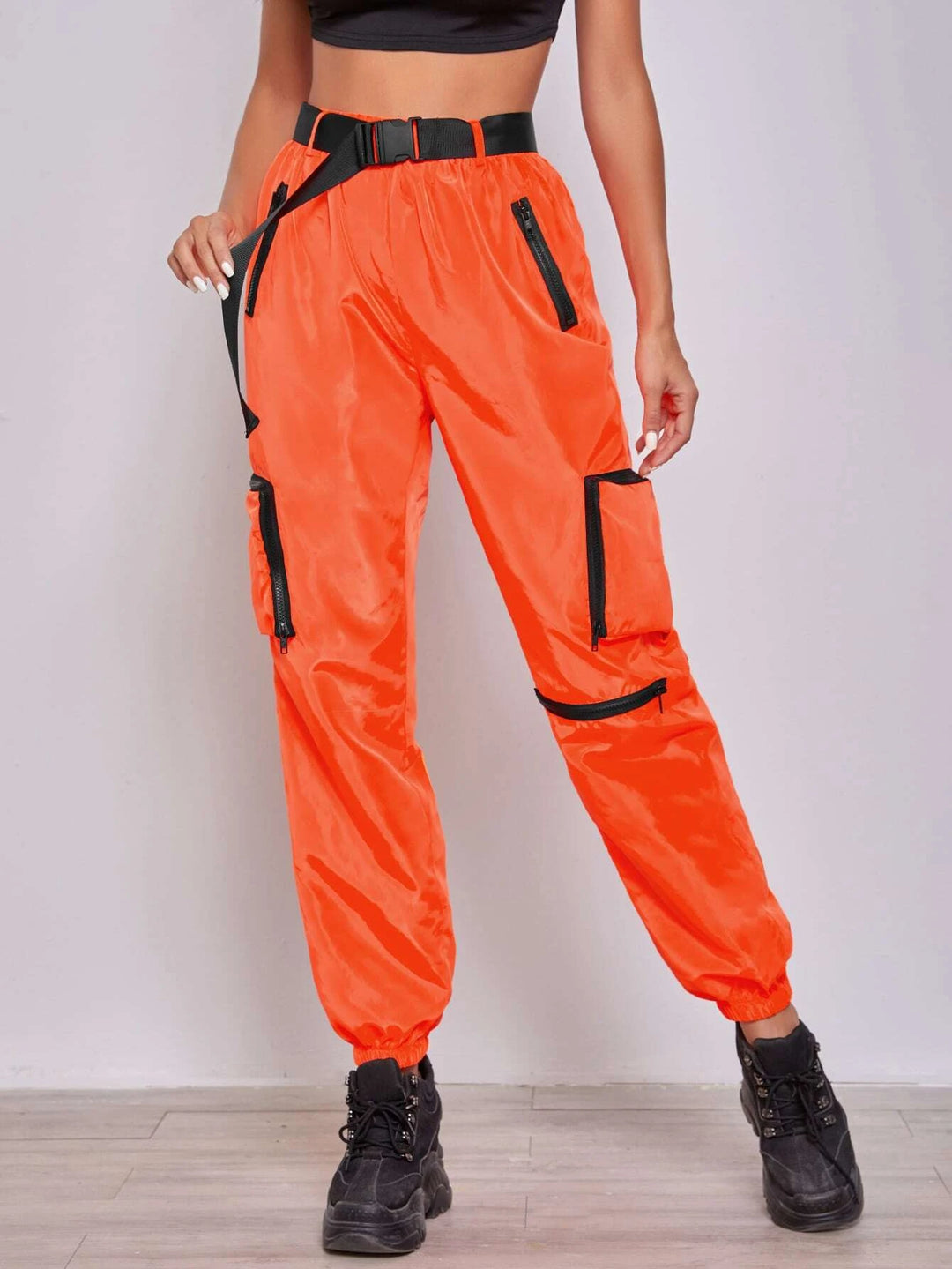 Buckle Belted Wind Joggers