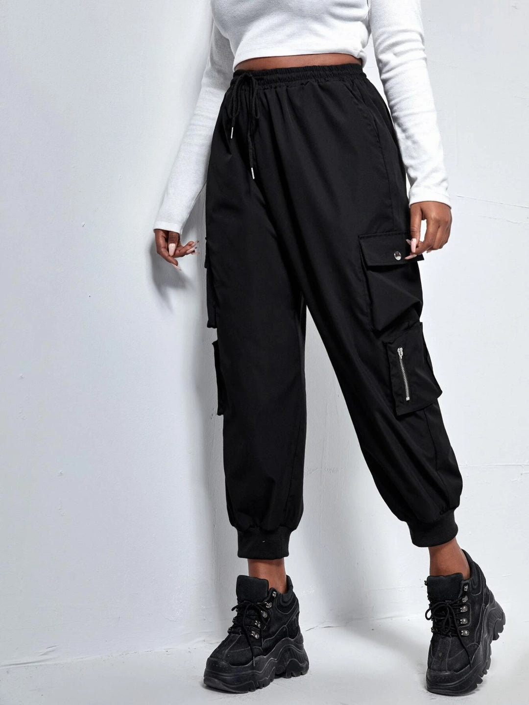 Drawstring Flap Pockets Cargo Pant