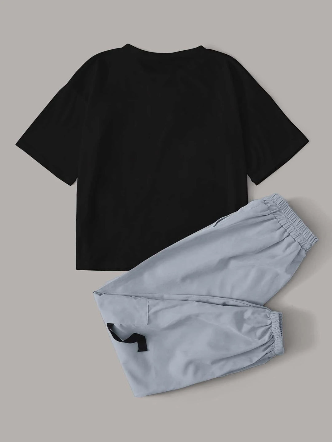 Graphic T-Shirt With Knot Front Cargo Pants