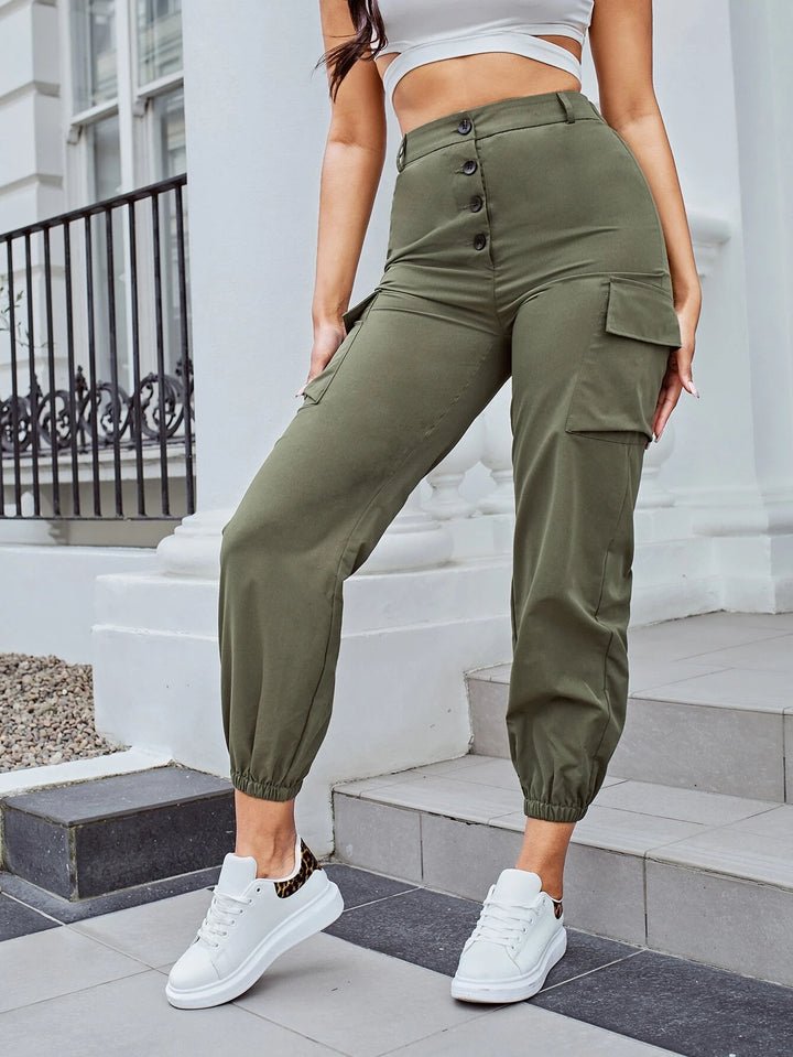 Flap Pocket Button Fly Cargo Pants