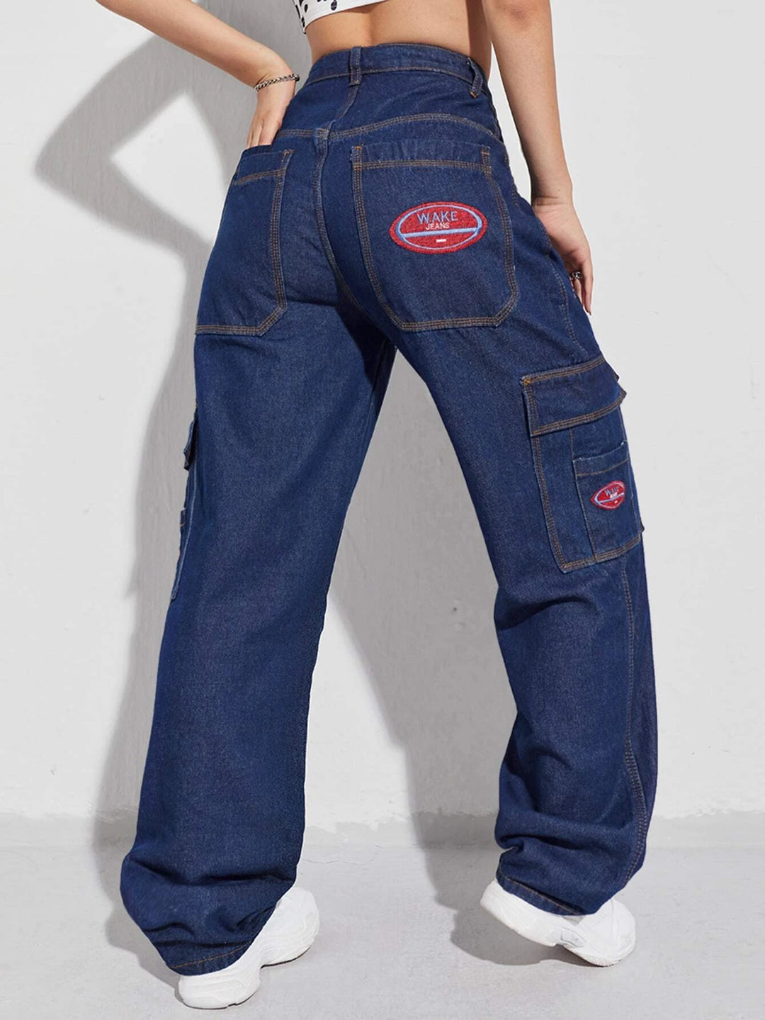 Flap Pocket Wide Length Jeans