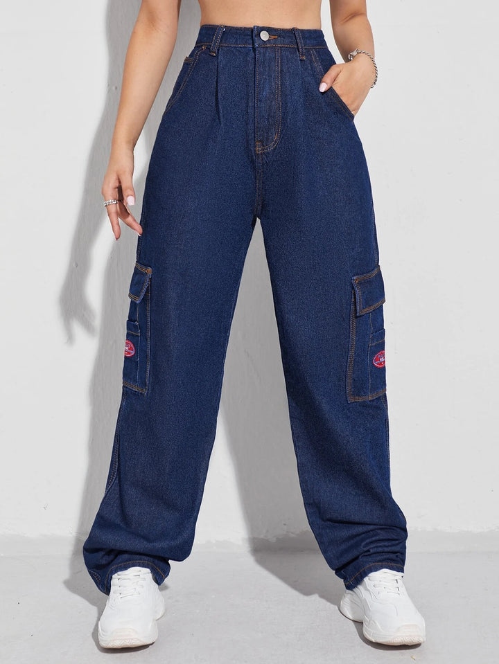 Flap Pocket Wide Length Jeans