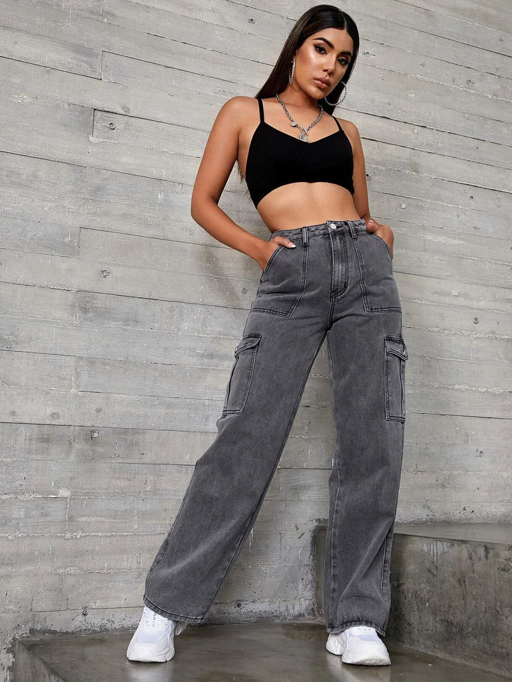 Long Length Loose Fit Denim Pants