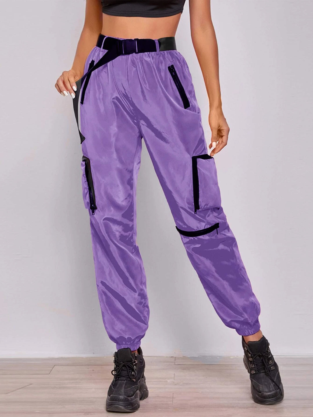 Buckle Belted Wind Joggers