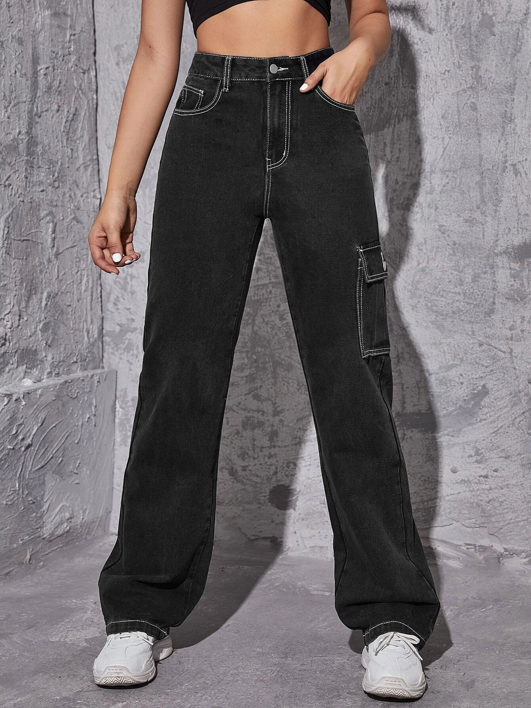 High Waisted Zipper Closure Pants