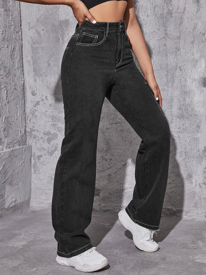 High Waisted Zipper Closure Pants