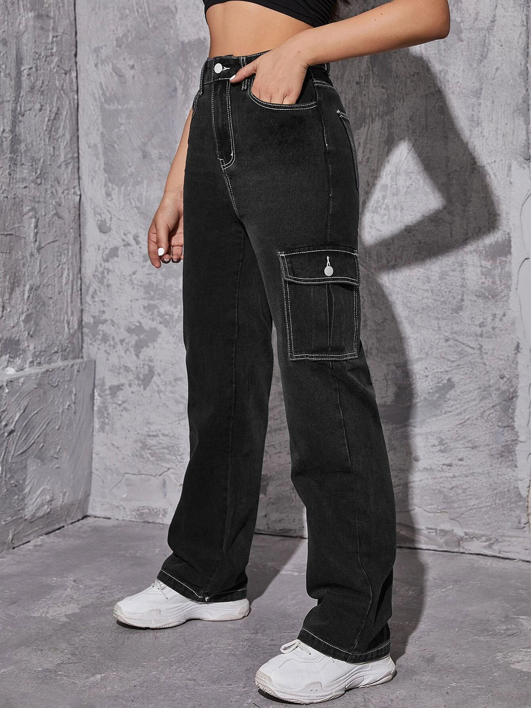 High Waisted Zipper Closure Pants