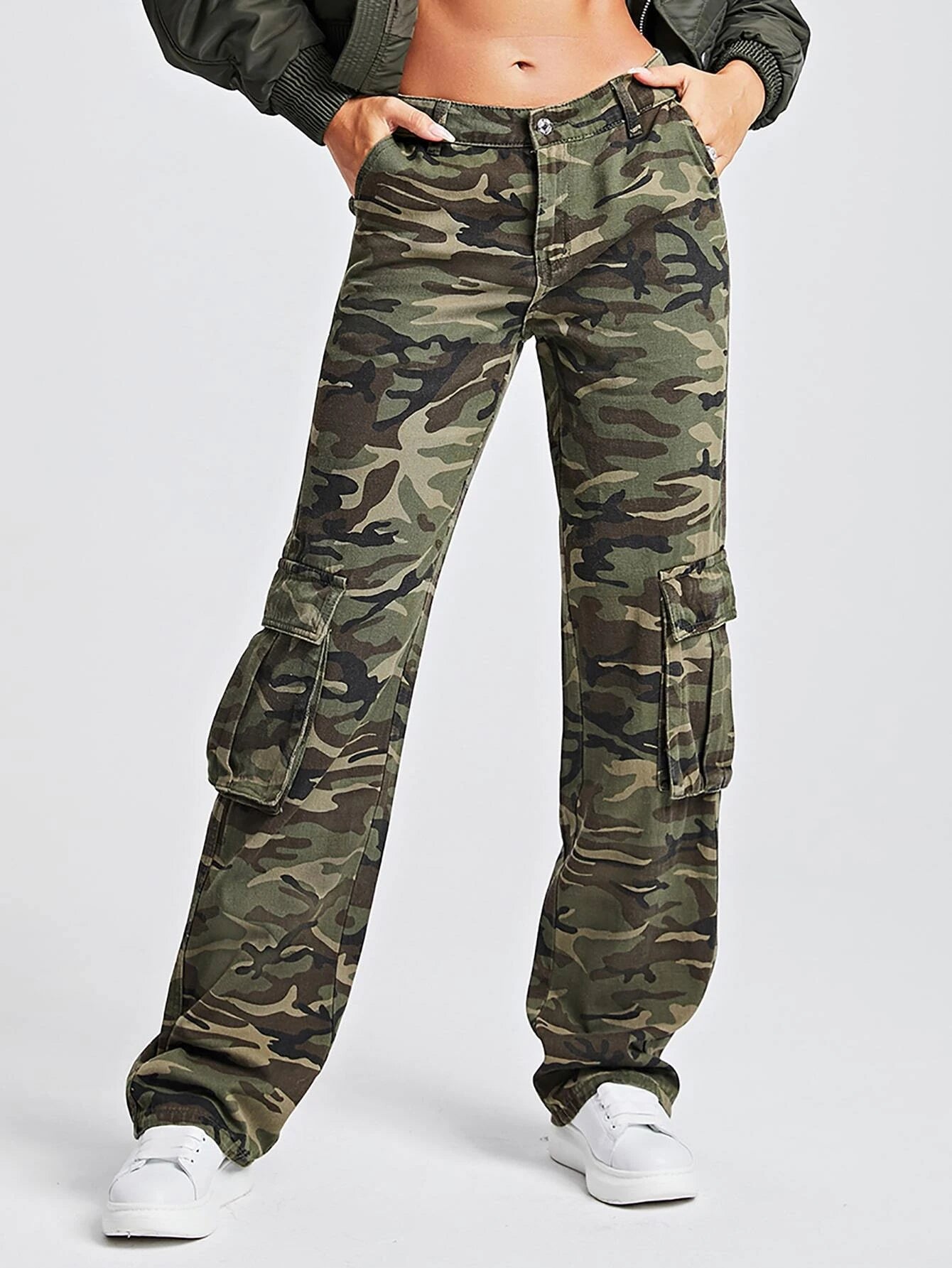 Camo Print Flap Side Pocket Cargo Jeans – Comfy Cargo Pants