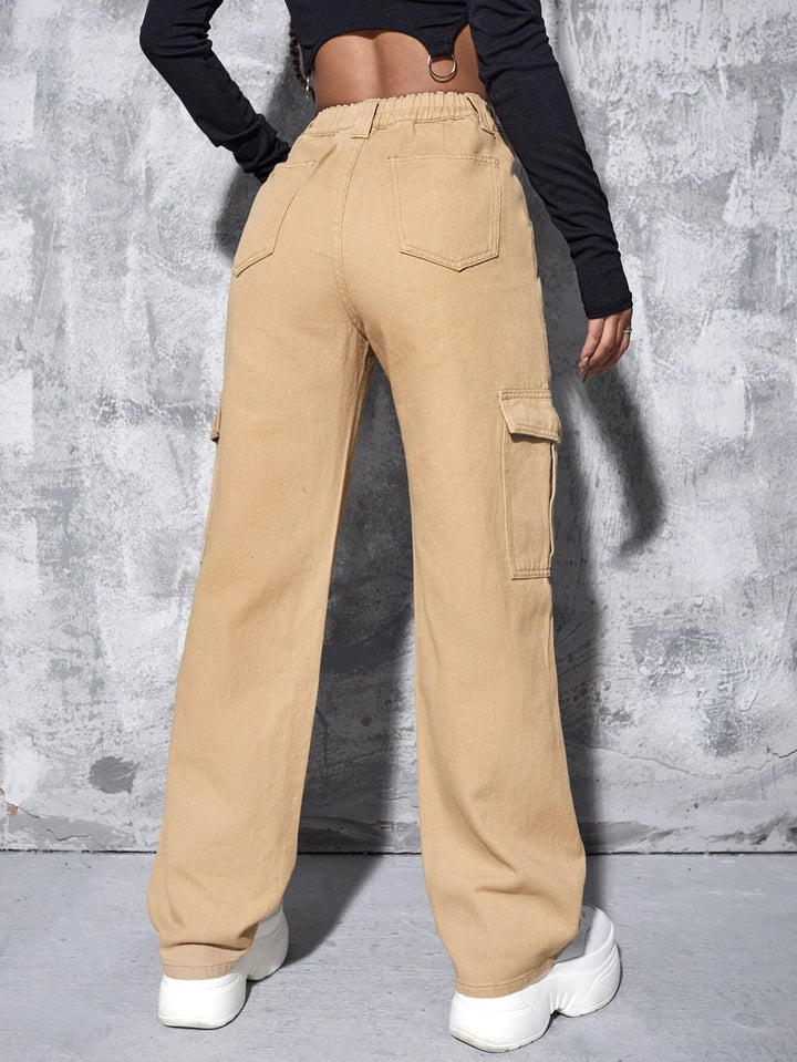 High Waist Flap Pocket Jean