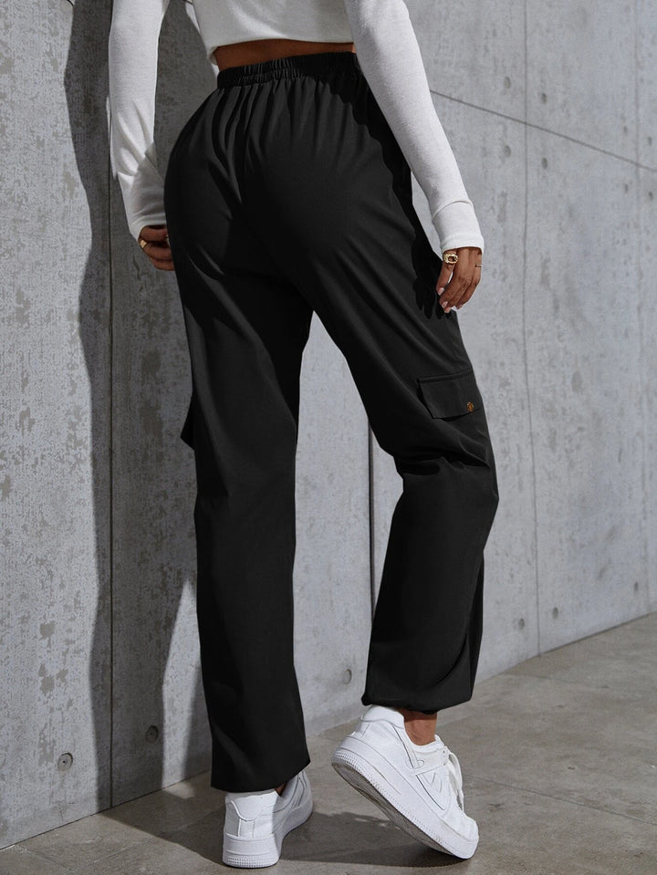 Knot Waist Flap Pocket Cargo Pants