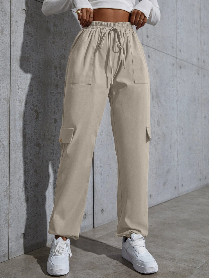 Knot Waist Flap Pocket Cargo Pants