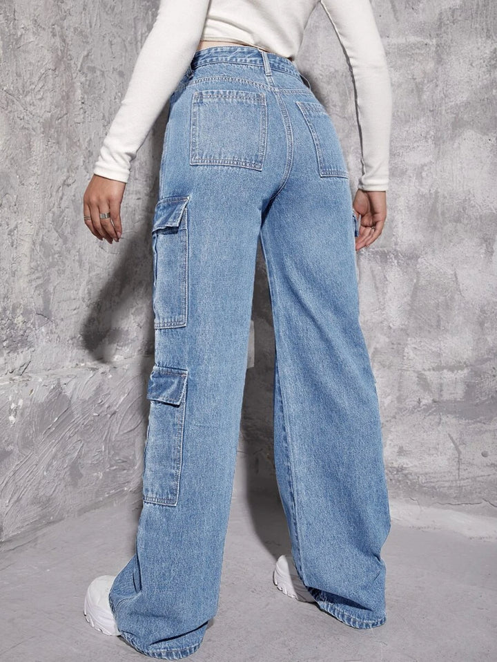 Denim Flap Pocket Cargo Jeans