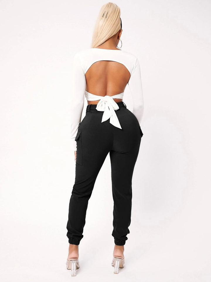 Side Flap Pocket High Waist Pants