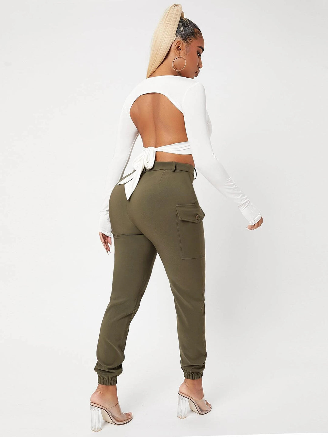 Side Flap Pocket High Waist Pants