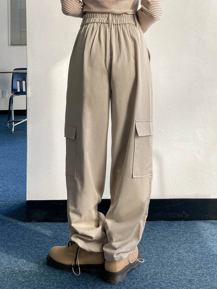 Flap Pocket Drawstring Hem Cargo Pants