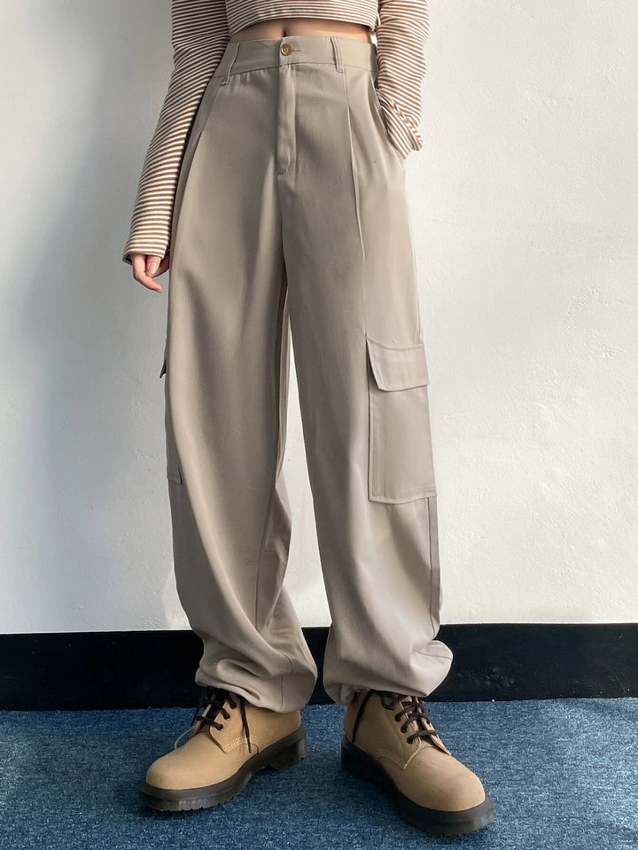 Flap Pocket Drawstring Hem Cargo Pants