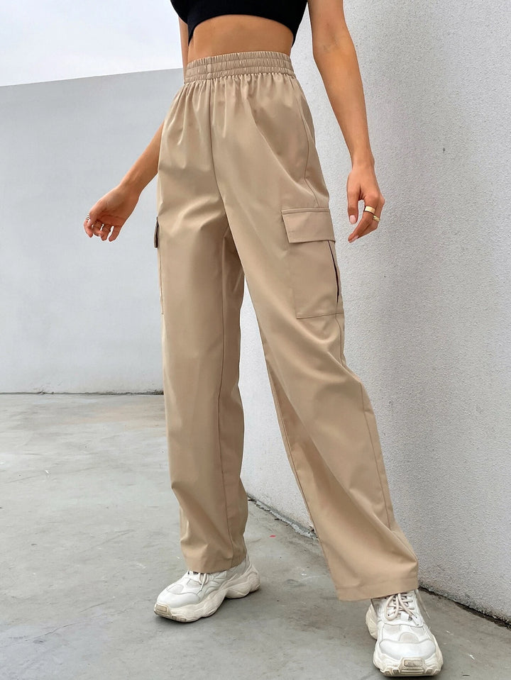 Elastic Waist Non Stretch Cargo Pants