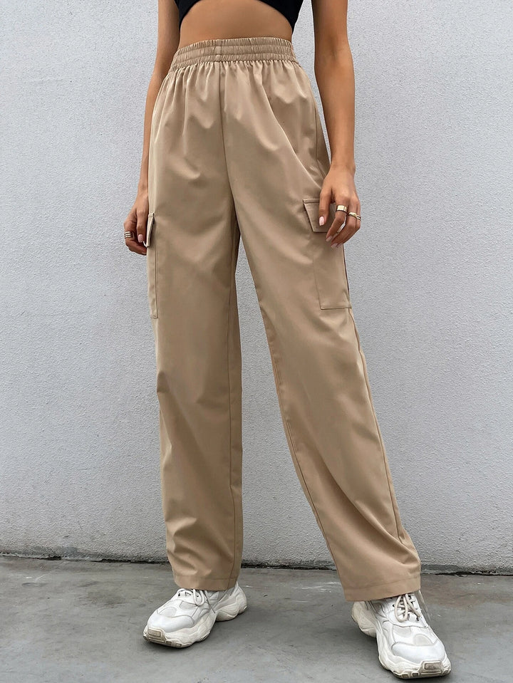 Elastic Waist Non Stretch Cargo Pants