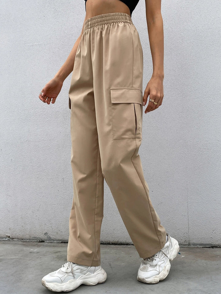 Elastic Waist Non Stretch Cargo Pants