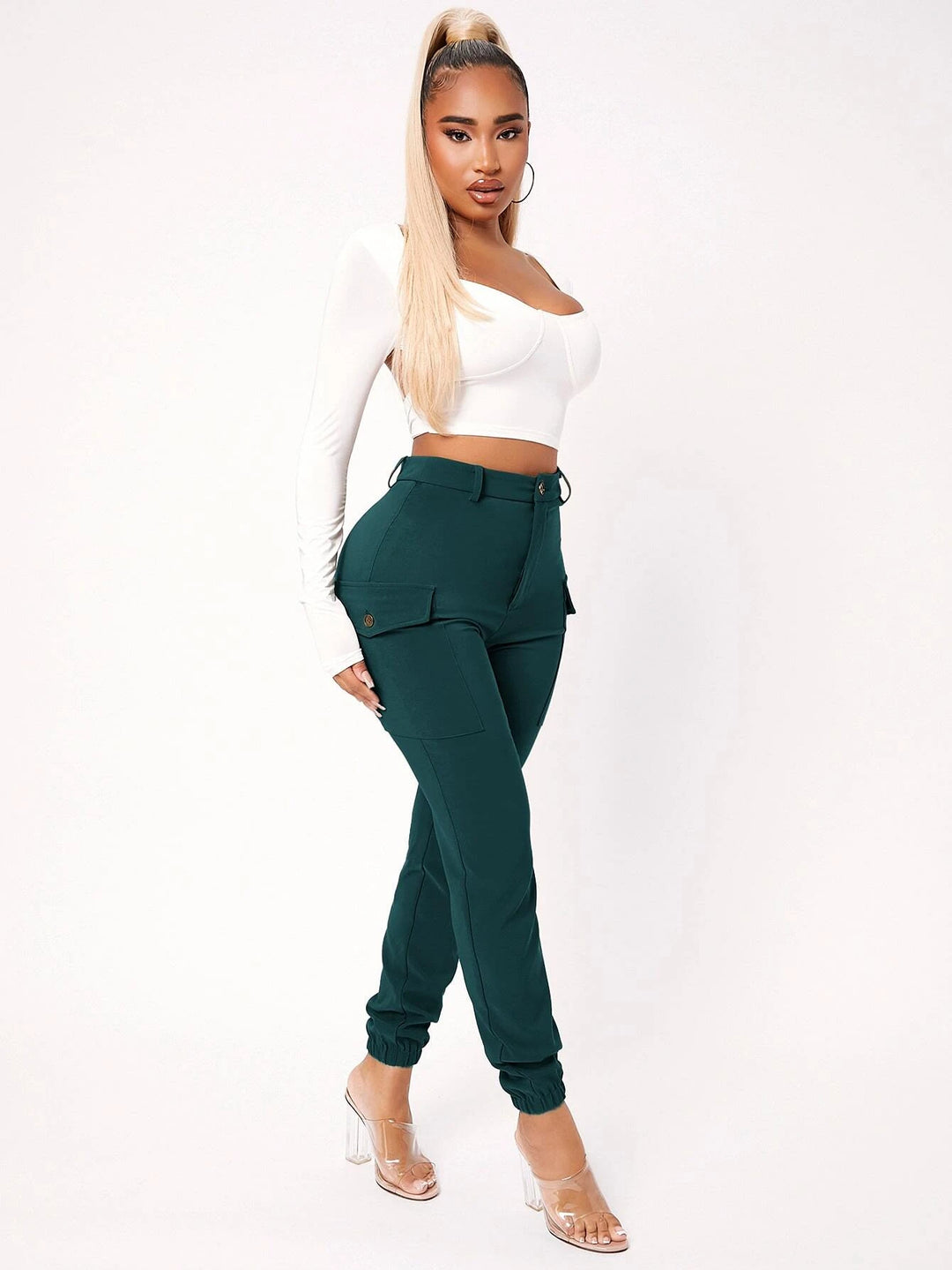 Side Flap Pocket High Waist Pants