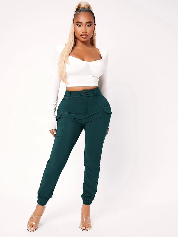 Side Flap Pocket High Waist Pants