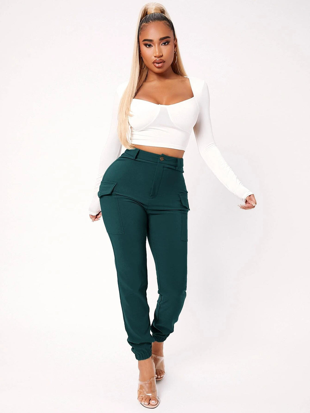 Side Flap Pocket High Waist Pants