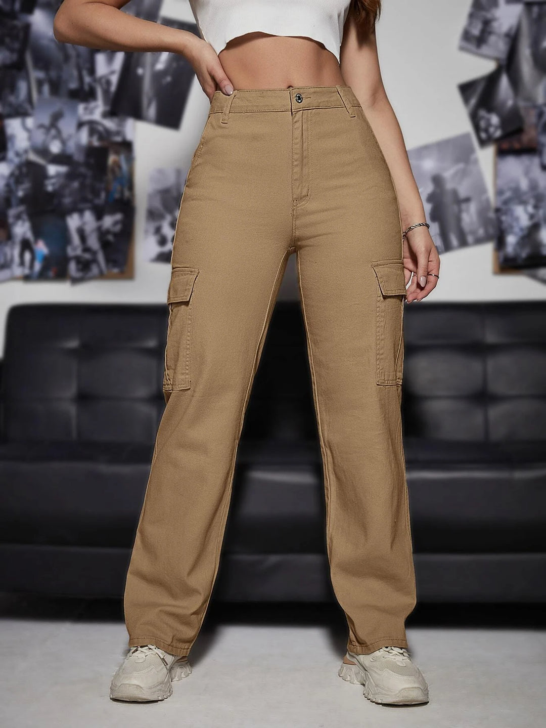 High Rise Cargo Jeans