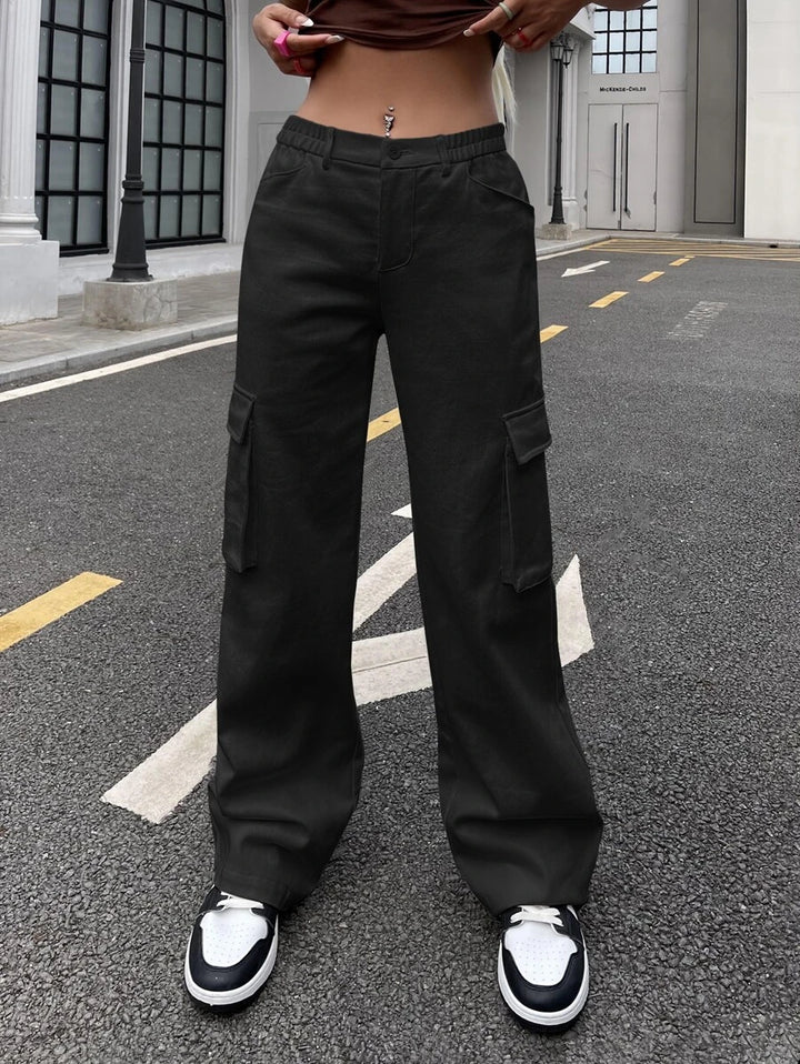 Flap Pocket Side Easy Wear Cargo Pants