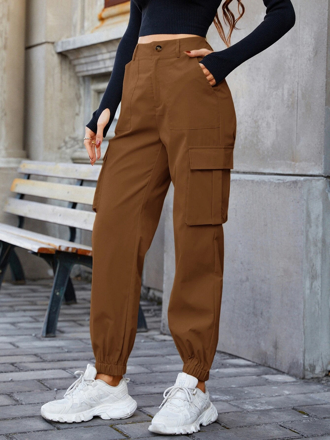 Regular Fit High Waist Cargo Pants