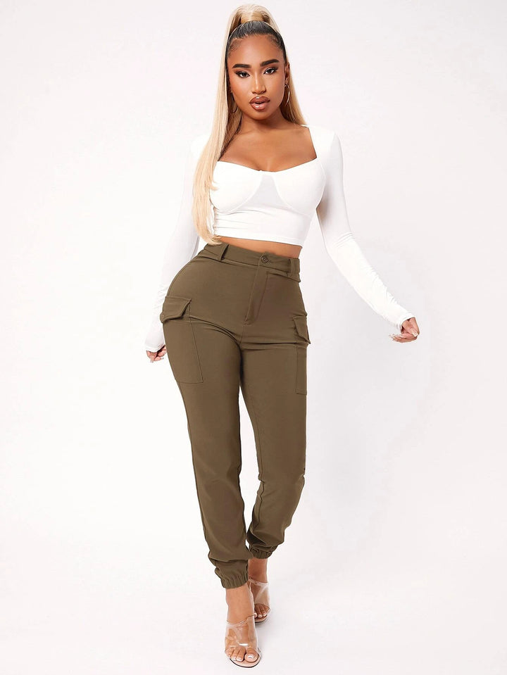 Side Flap Pocket High Waist Pants