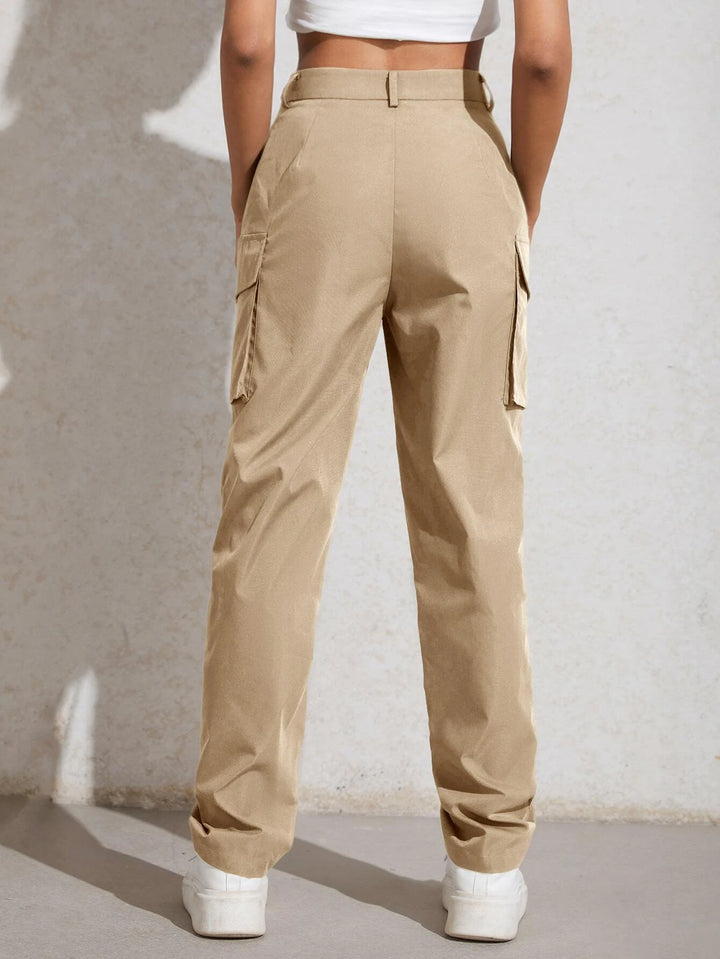 High Waisted Flap Pocket Utility Pants