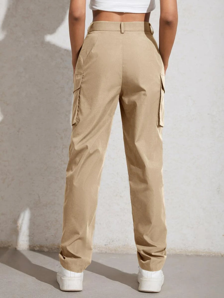 High Waisted Flap Pocket Zip Fly Pants