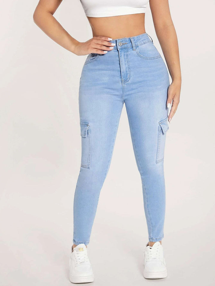 Cargo Jeans With Side Flap Pockets