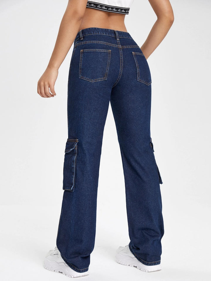 Drop Waist Flap Pocket Cargo Jean