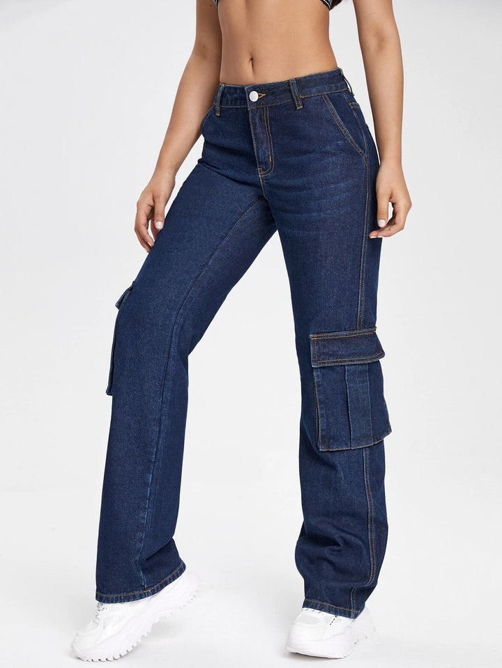 Drop Waist Flap Pocket Cargo Jean