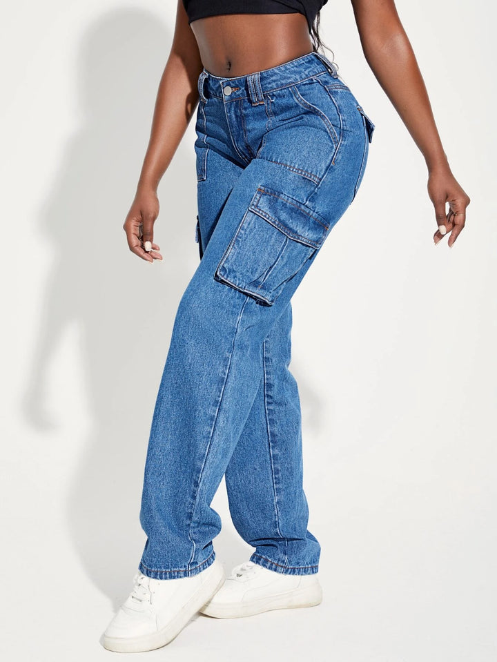 Multi Pocket Side Cargo Jeans