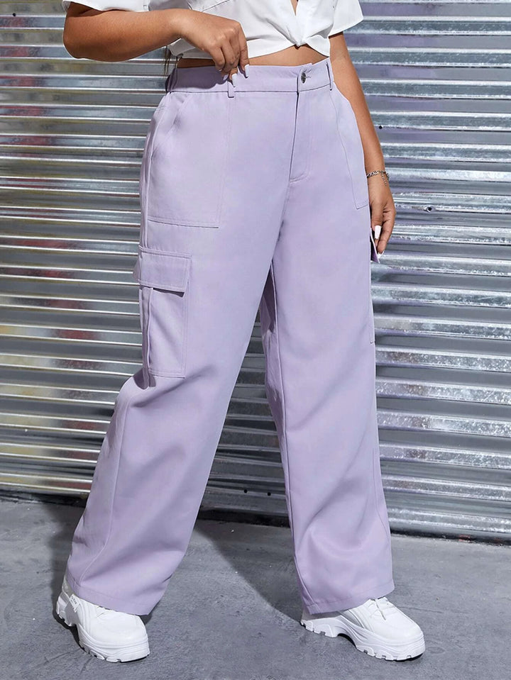 High Waist Flap Pocket Cargo Pants