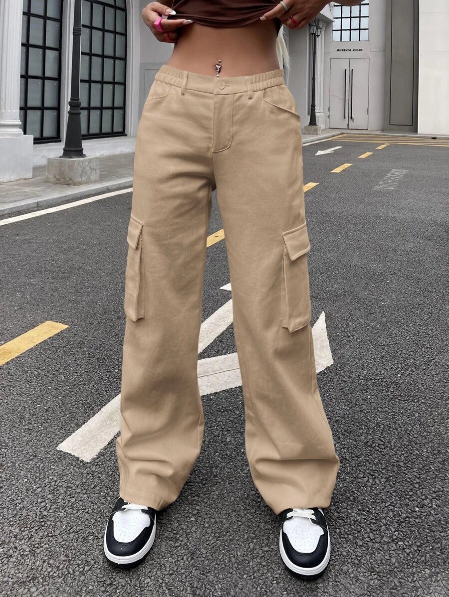 Flap Pocket Side Easy Wear Cargo Pants