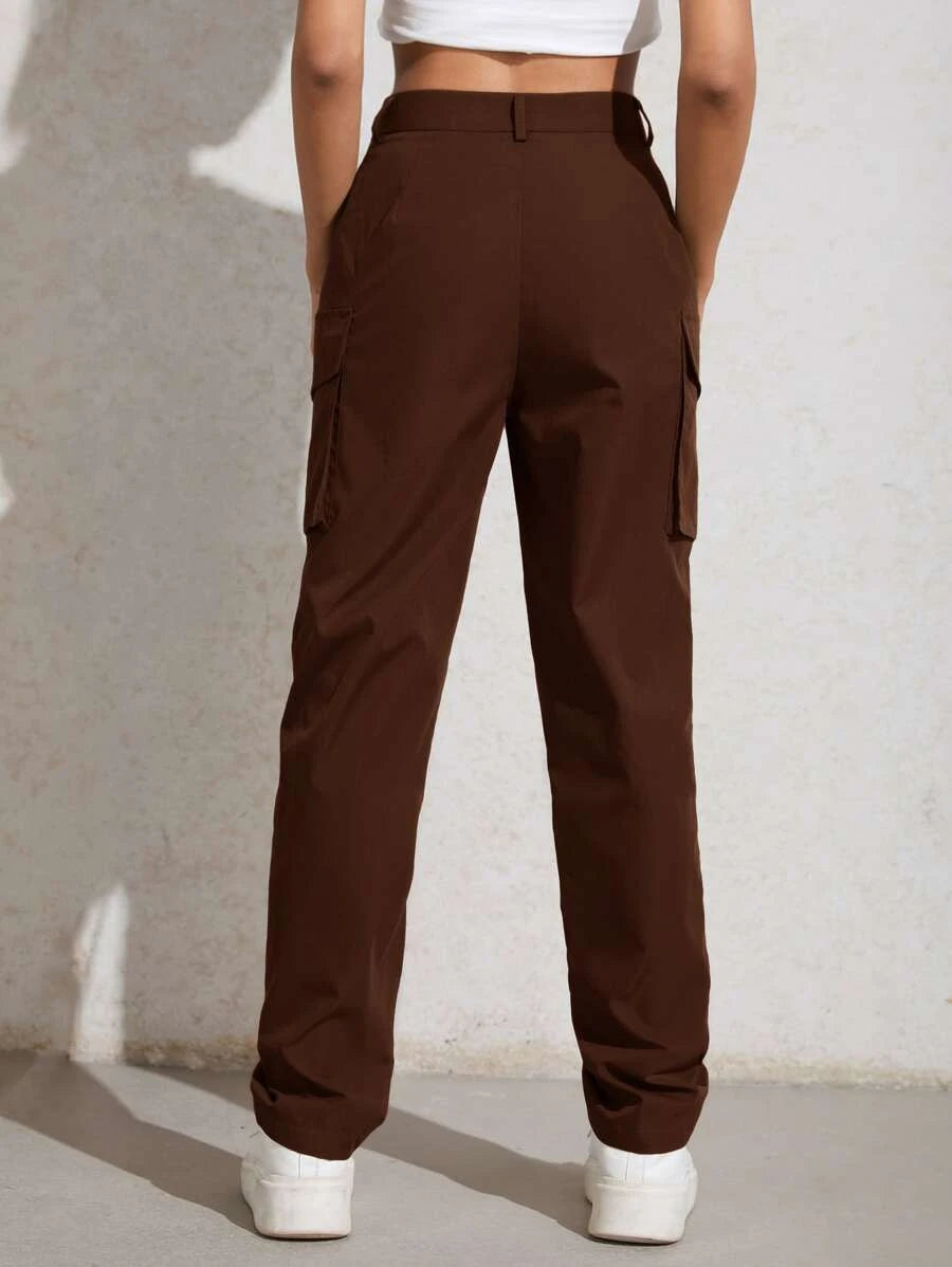 High Waisted Flap Pocket Zip Fly Pants