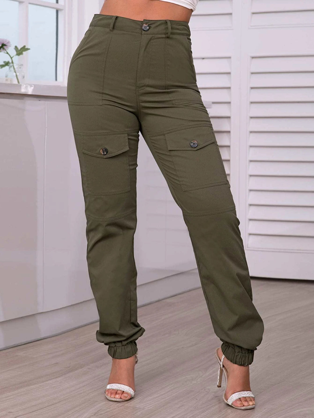 Flap Pocket High Rise Cargo Pants