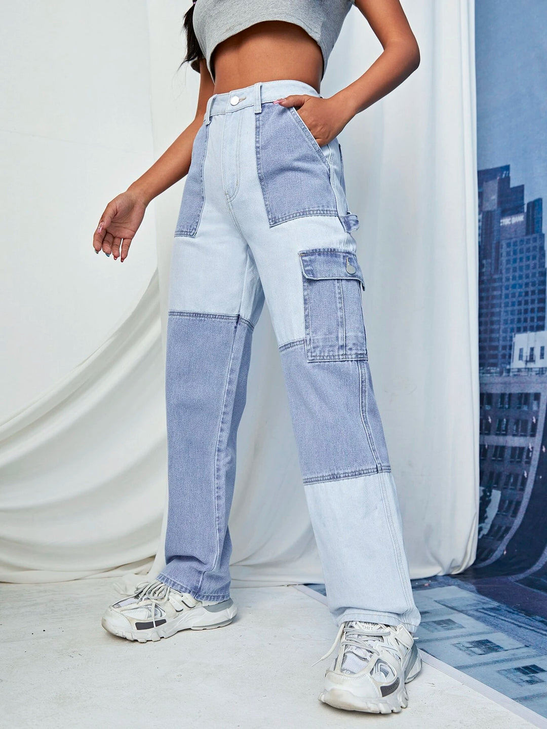 High Waist Cargo Jeans