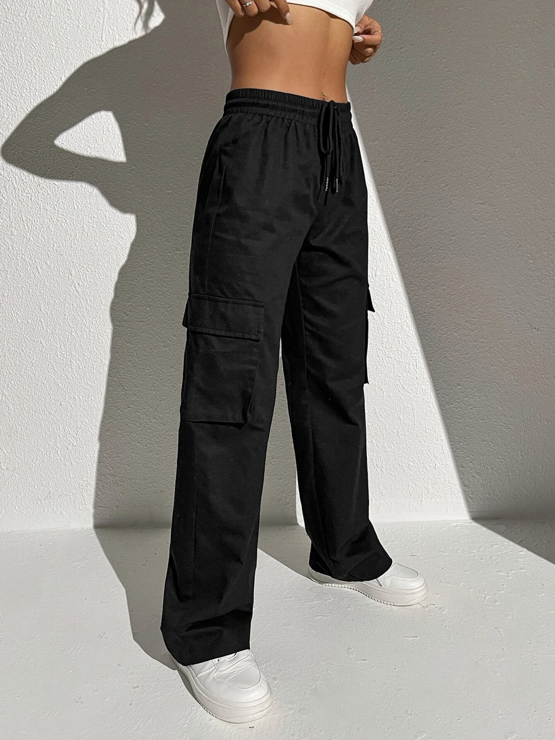 Plain Waist Cargo Pants