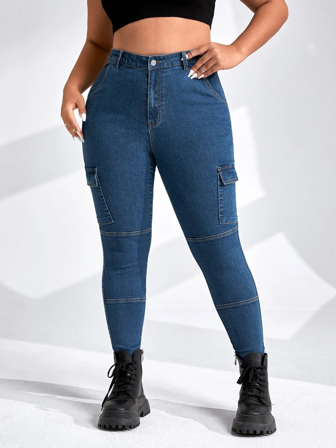 Cargo Jeans With Pockets For Plus Sizes