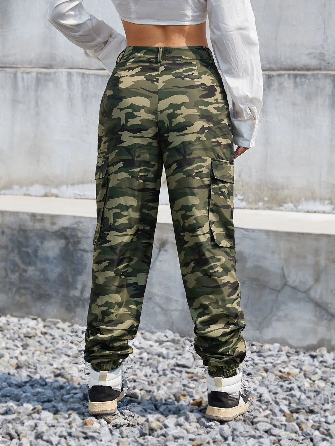 Camouflage Flap Pocket Cargo Pants