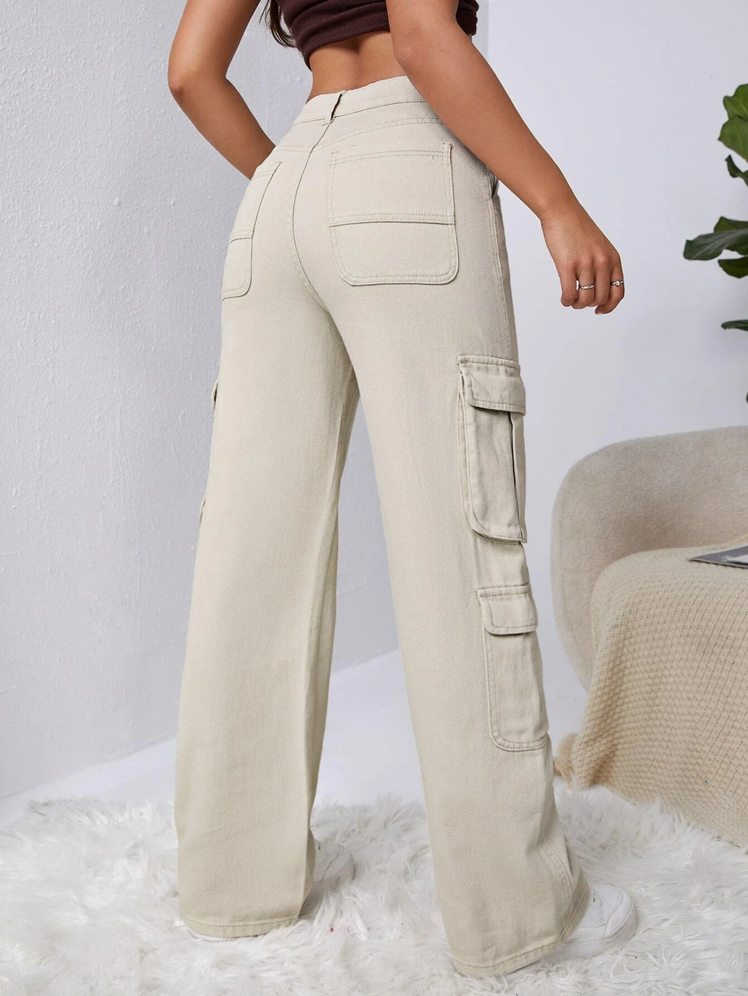 High Waisted Cargo Jeans