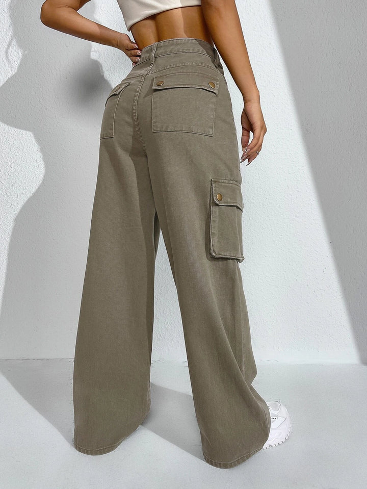 Plain Flap Pocket Cargo Jeans