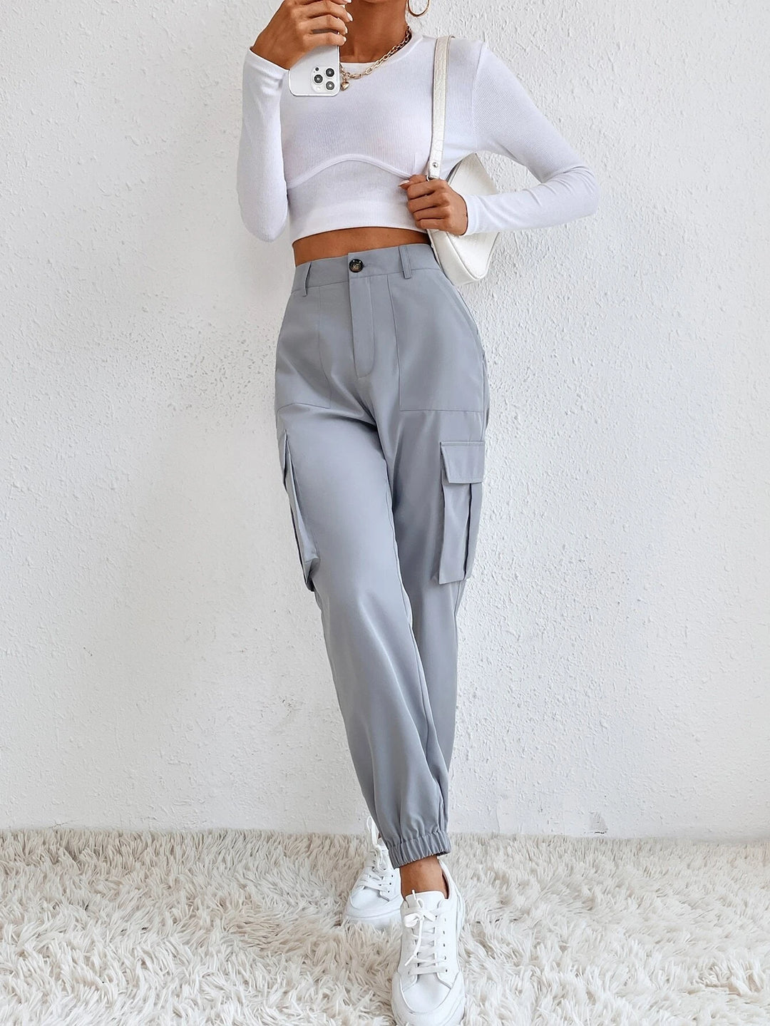 Regular Fit High Waist Cargo Pants