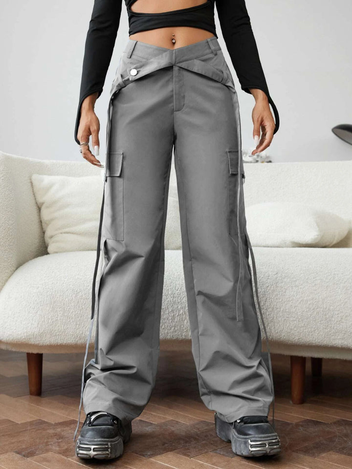 Long Length Zipper Closure Cargo Pants