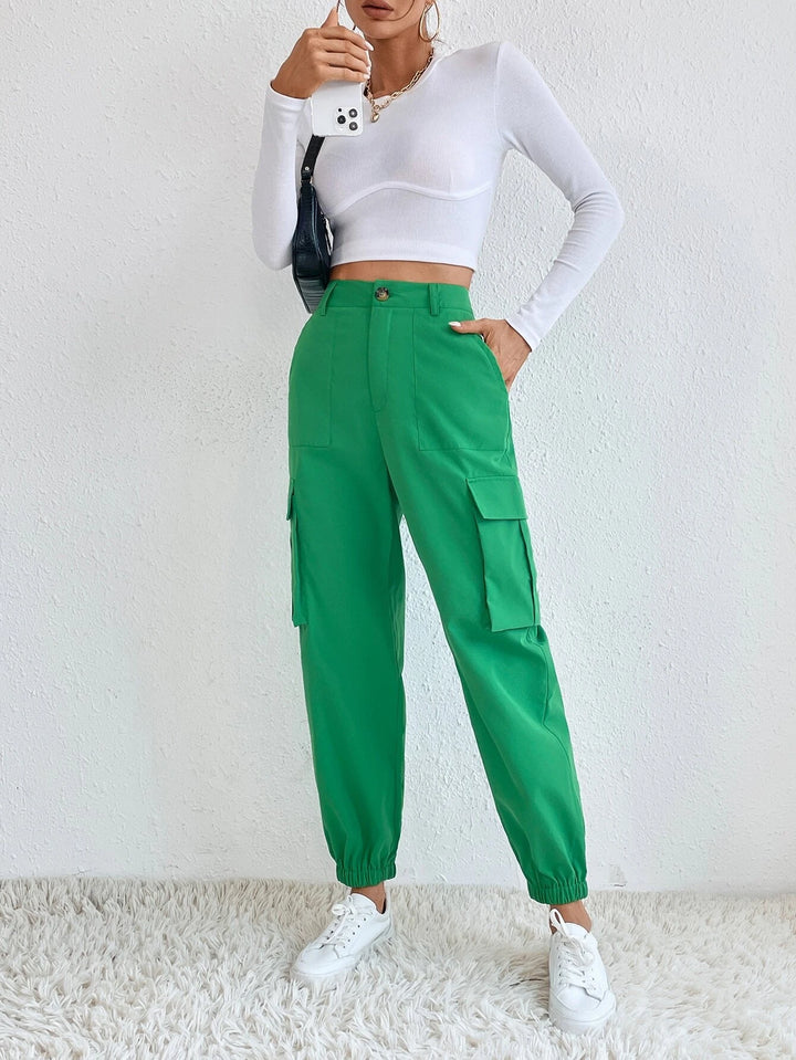 Regular Fit High Waist Cargo Pants