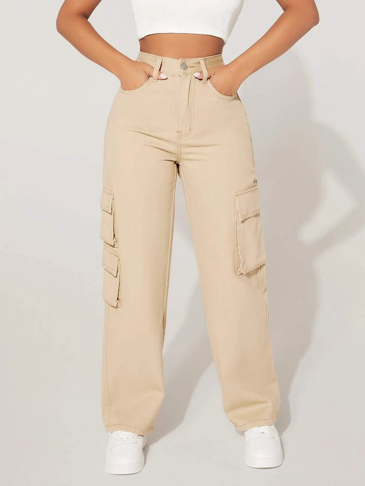 Flap Pocket Side Easy Wear Cargo Jeans